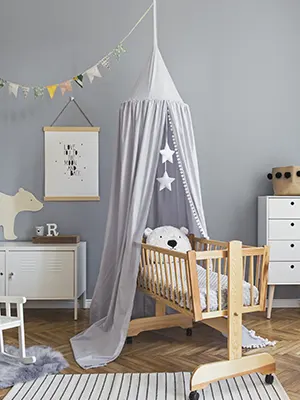 Scandinavian style baby room decor